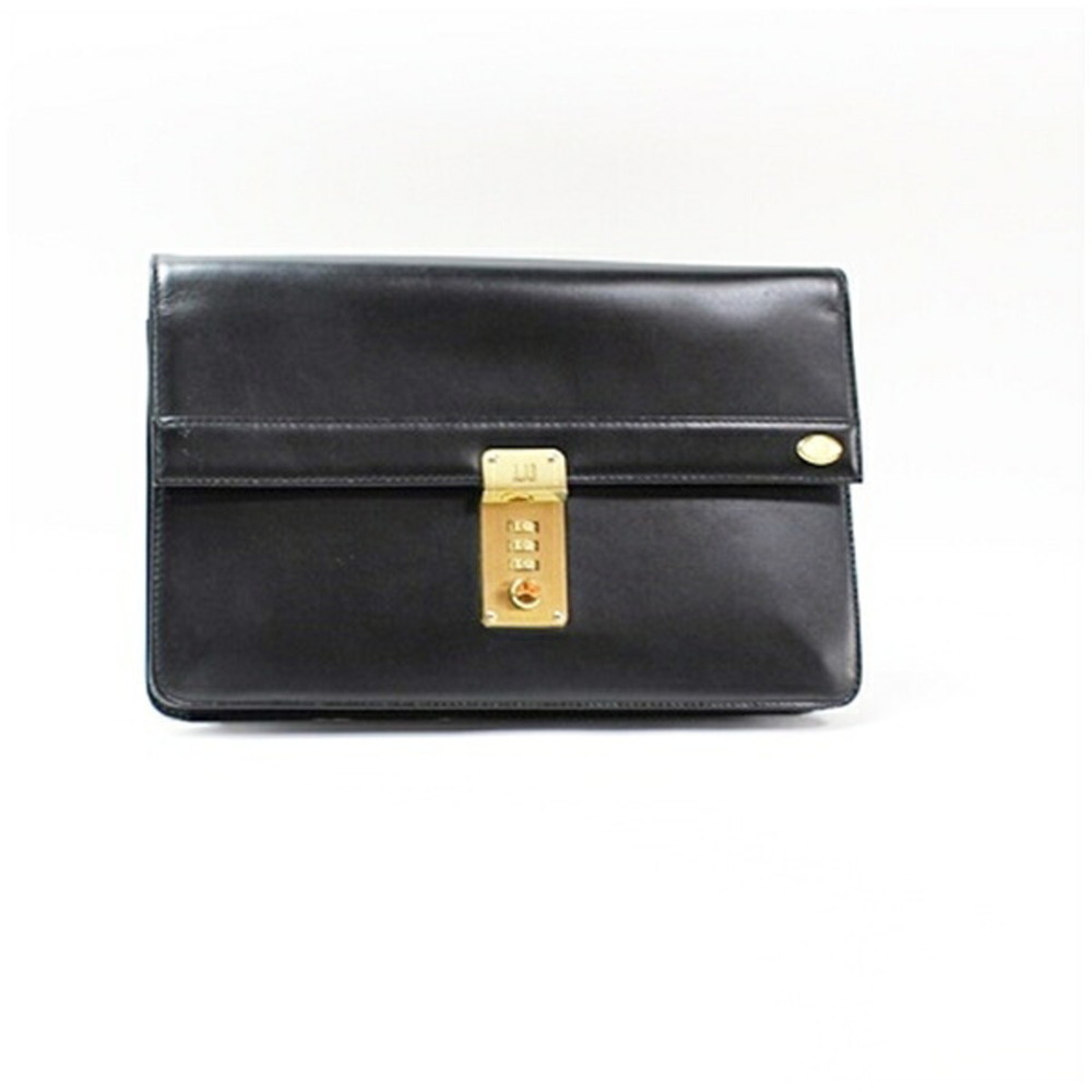 Dunhill Second Bag Clutch with Dial Lock, Leather, Black, Men's